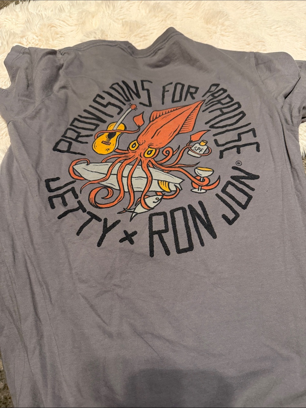 Gray Short-Sleeve Graphic Tee with Orange Squid Print - Picture 2 of 4